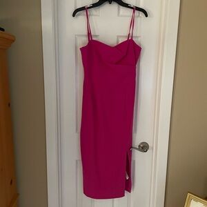 Dress the Population Fuchsia Midi Dress with Spaghetti Straps